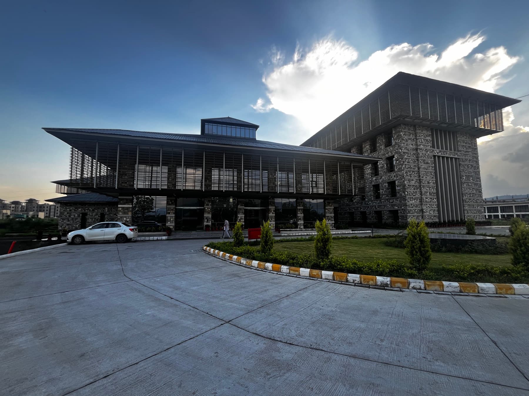 IIM Sirmaur campus building in evening light